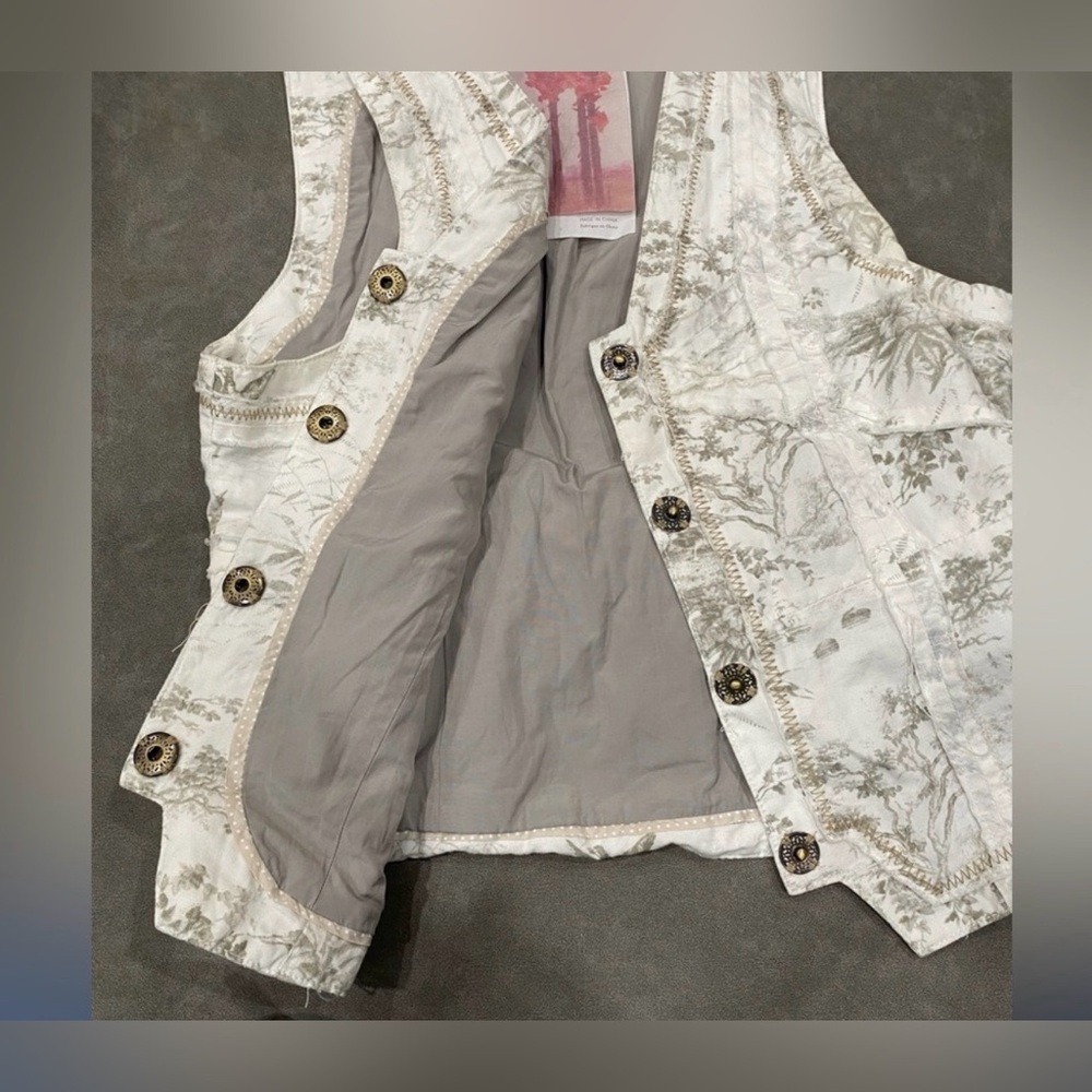 Anthropologie Hei Hei Floral Toile Ruffle Back Vest Size 12 - Picture 7 of 10